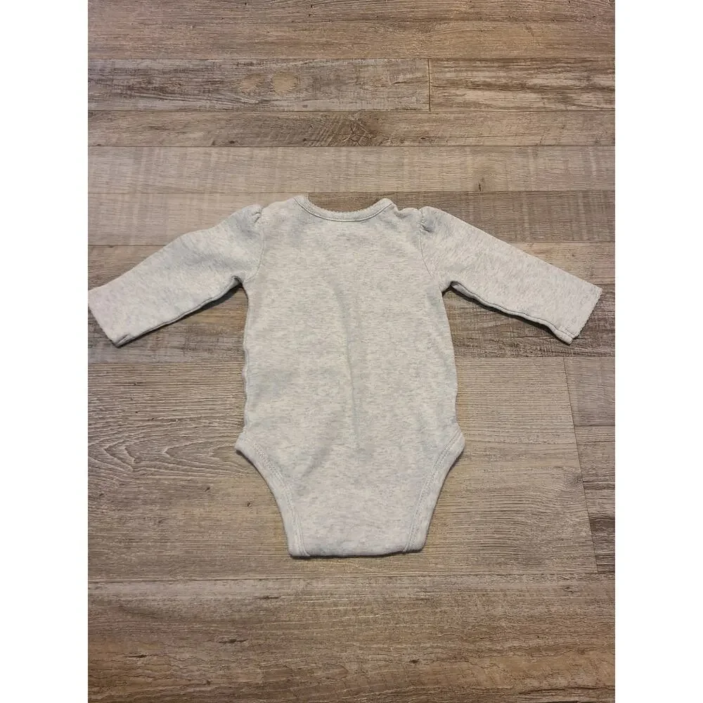 Carters 3 months static gray floral hedgehog onesie